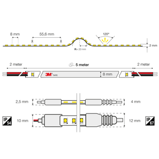 Mynd af LED-borði 9,6W IP67 4000K 5m
