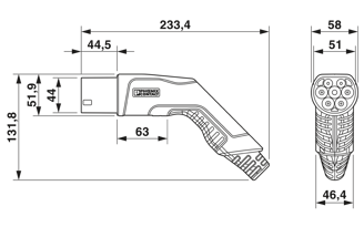 Mynd af Snúra f/rafbíl 32A T2-T2 3f. 7,5m