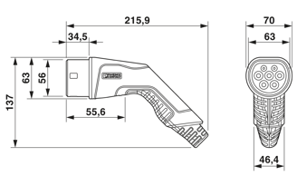 Mynd af Snúra f/rafbíl 32A T2-T2 3f. 7,5m